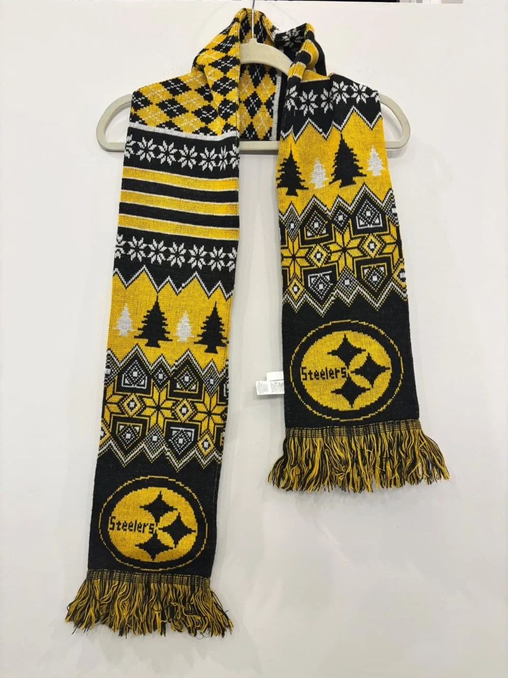 Pittsburgh Steelers NFL Fair Isle Holiday Knit Scarf Black Gold #C06